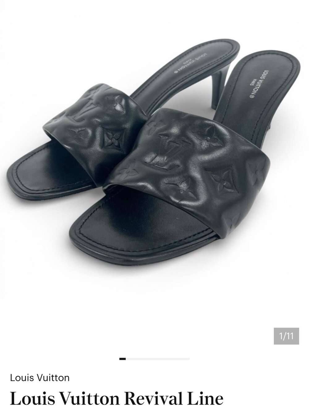 Louis Vuitton Black Embossed Monogram Slide Mule